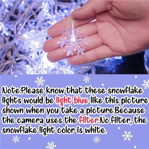 2 Packs 100 LED Christmas Snowflake String Lights Hanging Decorations - Picture 4 of 8